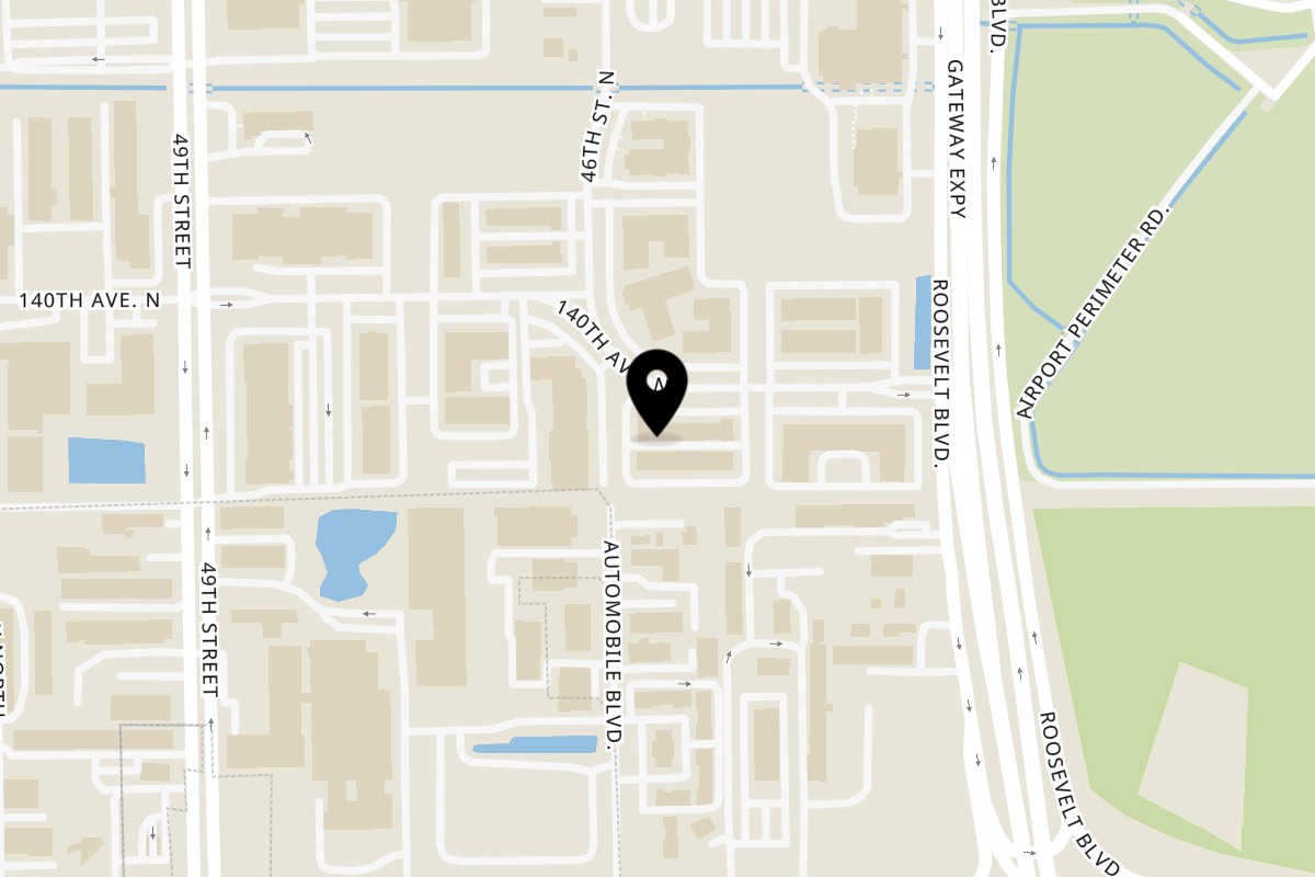 Map showing the location of Gershys Cafe & Catering on 4500 140th Ave N #107 in Clearwater